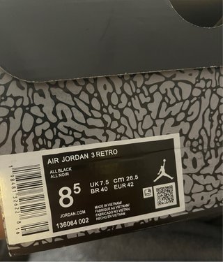 Jordan 3 Negro