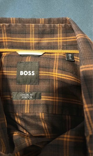 Camisa Boss Cuadros Marrón Naranja Talla S