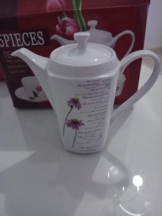 Juego de té 15 piezas porcelana flores