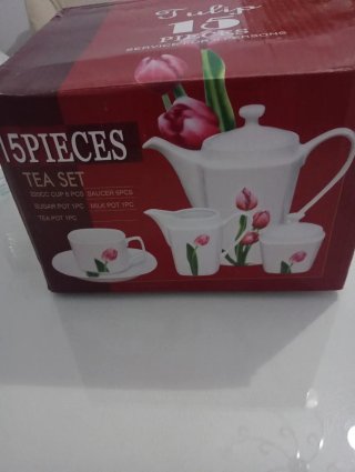 Juego de té 15 piezas porcelana flores