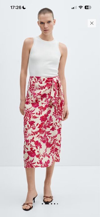 Falda cruzada floral Mango midi