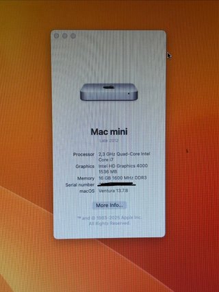 Mac Mini Late 2012 i7 | 16GB RAM | 480GB SSD