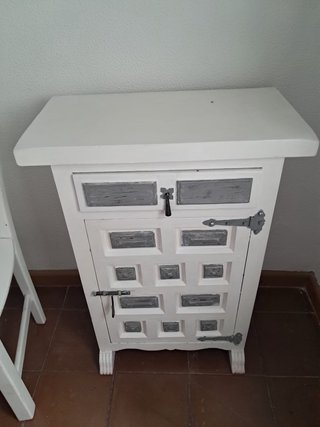 Mueble recibidor madera blanco y gris