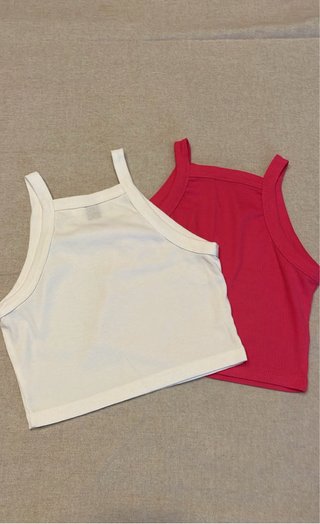 Set 2 Top Shein Fuchsia e Bianco Taglia XS