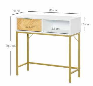 Consola recibidor metal y madera dorada