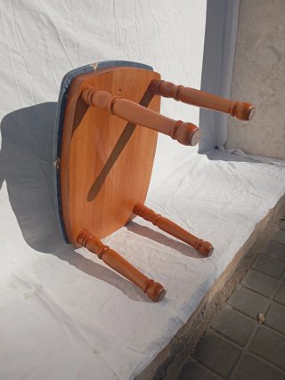 !OCASIÓN! Banqueta Reposapiés Tapizada Madera