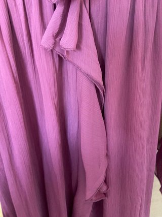 Vestido Zara largo burdeos manga larga volantes
