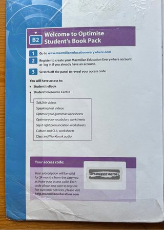 Libro Optimise Student’s Book-Level B2 (Macmillan)