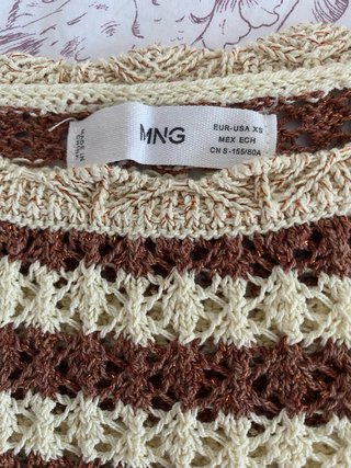 Jersey Mango punto calado rayas marrones