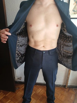 Traje de chaqueta y pantalón azul