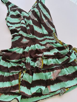 Conjunto Falda y Top Rayas Marrón/Verde