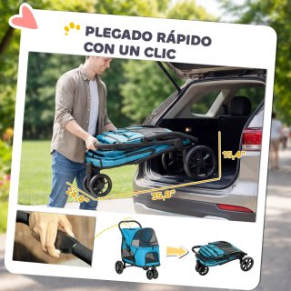 Carrito Perros 3 Ruedas Plegable