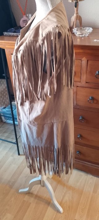 Chaleco de flecos beige/marrón talla única