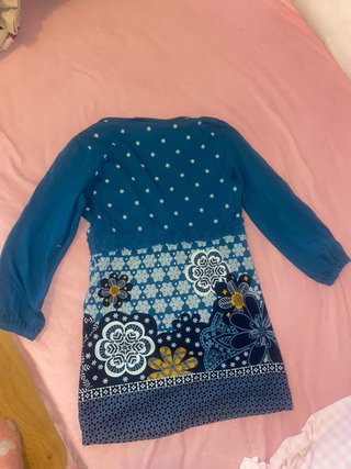 Camisa Folk Bsk azul floral vintage Talla S