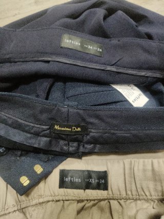 3 Pantalones Mujer Beige y Azul