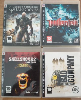 Lote 4 juegos PS3: Quake Wars, Wolfenstein, Shells