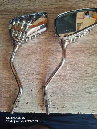 Retrovisores Moto Cromados Mano Esqueleto