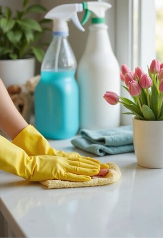 Limpieza de pisos, cuidado de niños