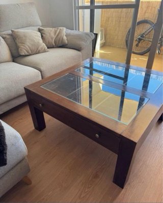 Mesa centro madera y cristal