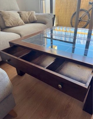 Mesa centro madera y cristal
