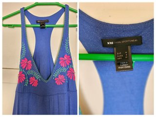 Vestido largo tirantes azul S