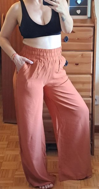 Pantalón palazzo teja