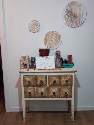 Mesa recibidor madera y metal
