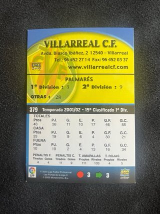 Cromo Villarreal CF Nº 379 02-03 Mundicromo