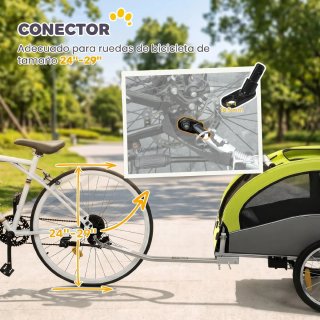 Remolque Bicicleta Perros 2 en 1