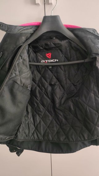 Chaqueta de piel Rtech moto rosa