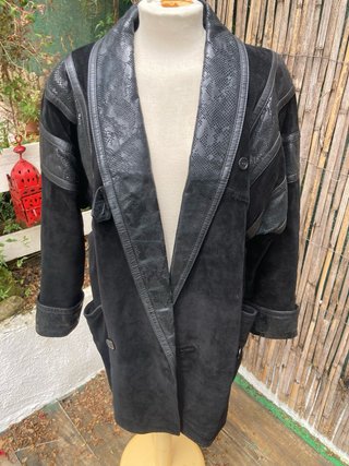 Chaquetón Piel Vintage Negro