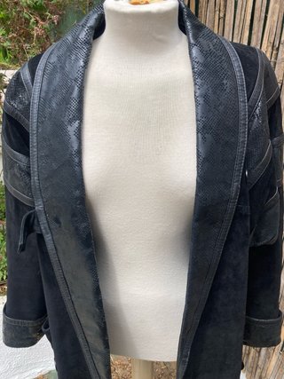 Chaquetón Piel Vintage Negro