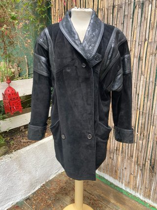 Chaquetón Piel Vintage Negro