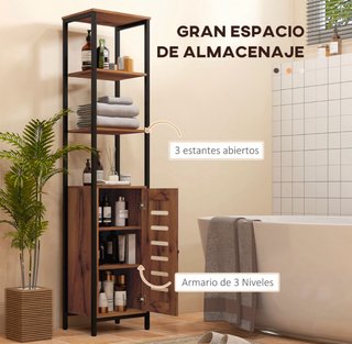 Columna Baño Estrecha Madera y Metal