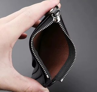 Portacarte nero slim con zip unisex