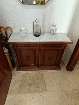 Mueble de entrada madera y mármol