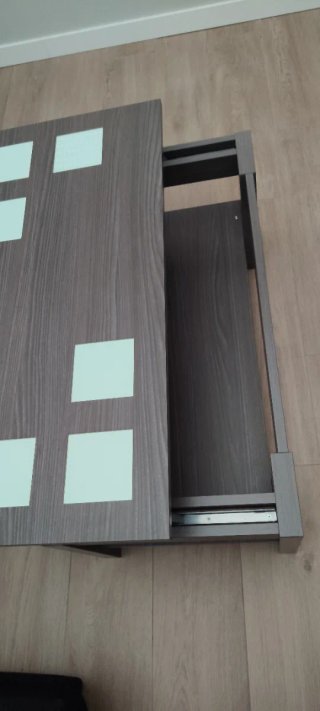 Mesa de centro  abatible.  Gris/ cristal 100x50