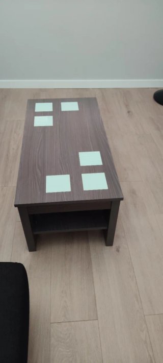 Mesa de centro  abatible.  Gris/ cristal 100x50