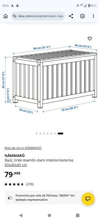 Baúl de madera NÄMMARÖ Ikea sin estrenar