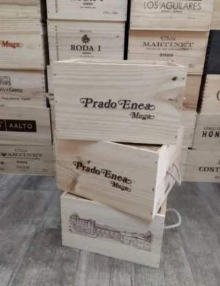 Confezione da 3 scatole di vino in legno con coperchio scorrevole