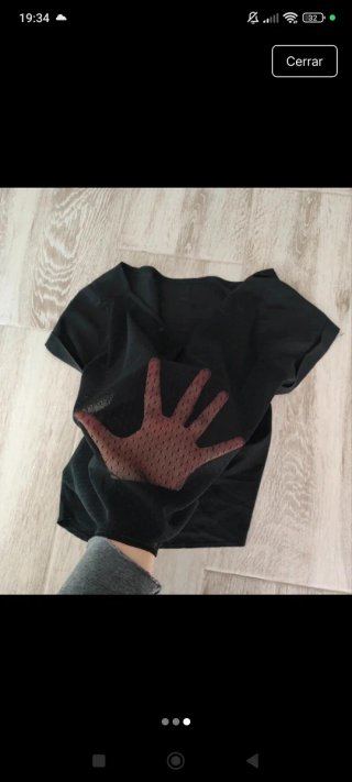 Blusa negra manga corta espalda transparente