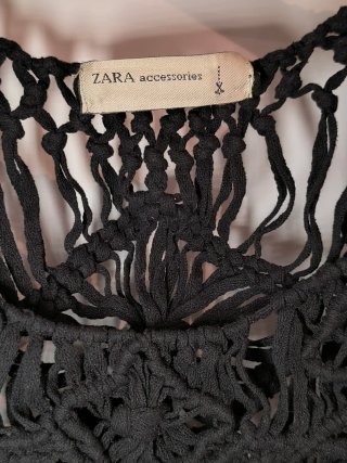 Chaleco Zara flecos talla única negro