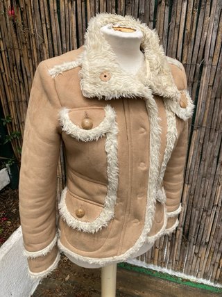 Chaqueta ante y pelo beige