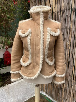 Chaqueta ante y pelo beige