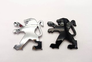 EMBLEMA LOGO PEUGEOT 75x80mm CROMADO