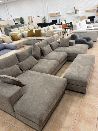 sofá cama rinconera XXL 7 plazas gris antimanchas