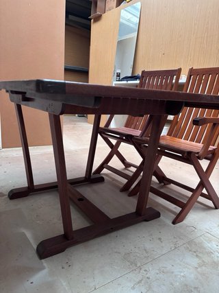 Mesa y 4 Sillas de Jardín Madera TECA