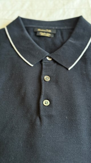 Polo Massimo Dutti de punto azul marino - Talla XL