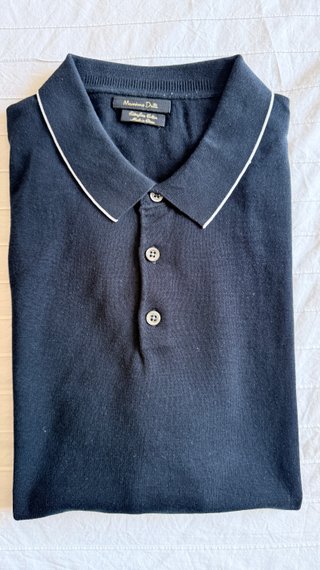 Polo Massimo Dutti de punto azul marino - Talla XL