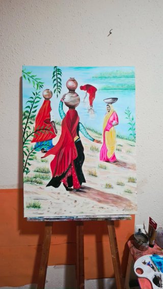 Cuadro Acrílico Mujeres con Cántaros
